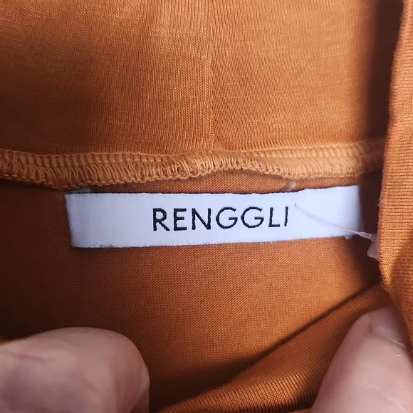 Renggli Mockneck Long Sleeve Shirt Ochre Orange Size Large - Picture 8 of 11